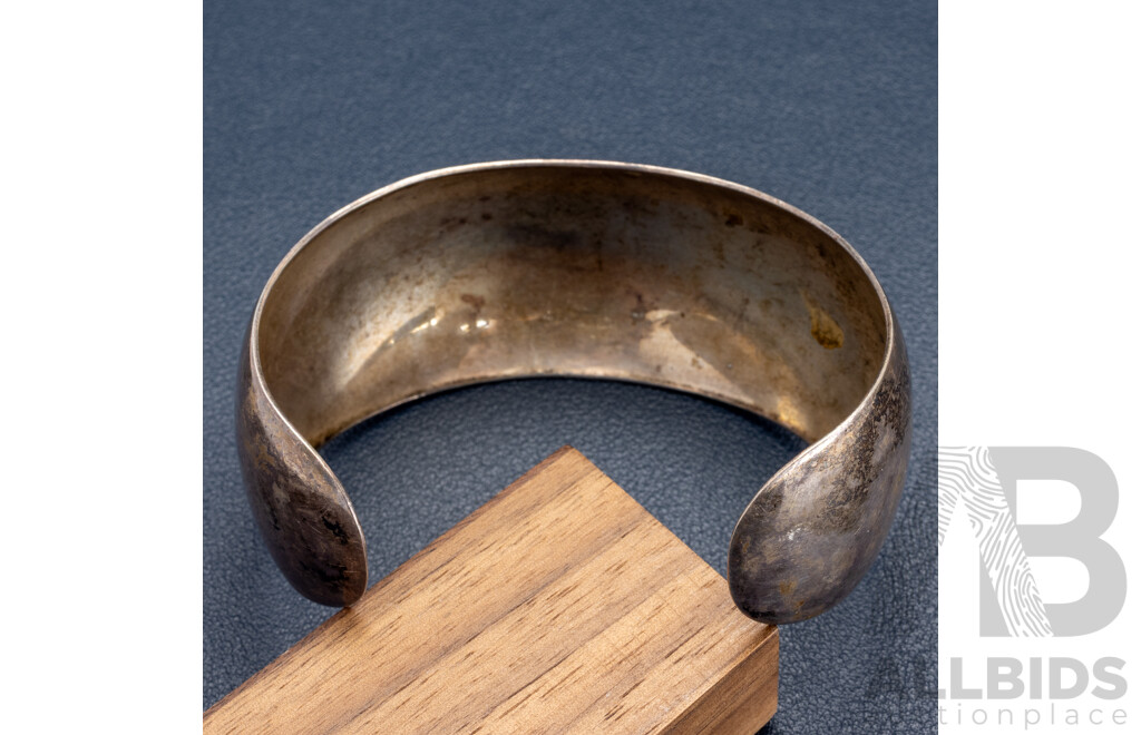 Vintage Sterling Silver Domed Cuff Bangle, 64mm, 40.05 Grams