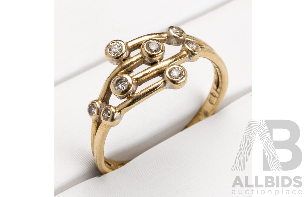 9ct Diamond Set Dress Ring, TDW0.10ct, Size O, 2.10 Grams