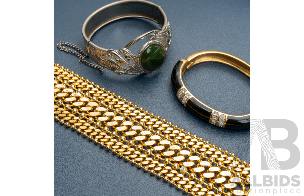 Quality Collection of Vintage Jewellery Items Including Wide Gold Tone Bracelet