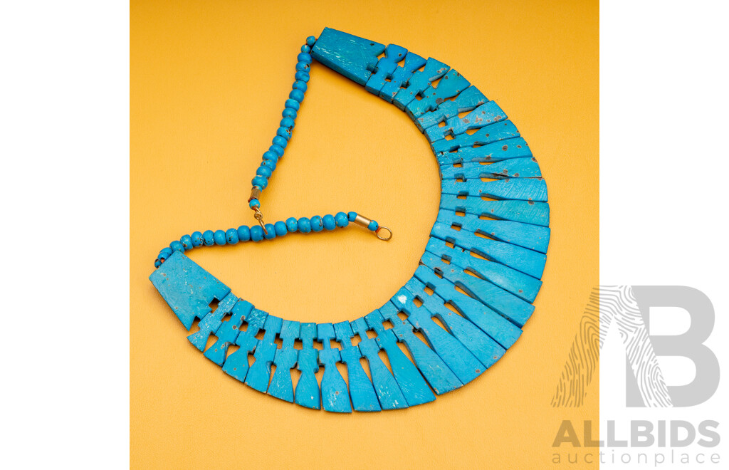 Vintage Turquoise Howlite Beaded Necklace & Turquoise Collar Necklet