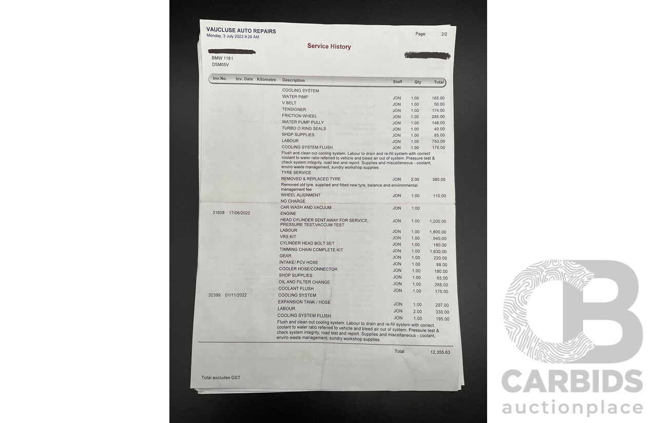 3/2012 BMW 118i Urban F20 5d Hatchback Midnight Blue Metallic Turbo 1.6L