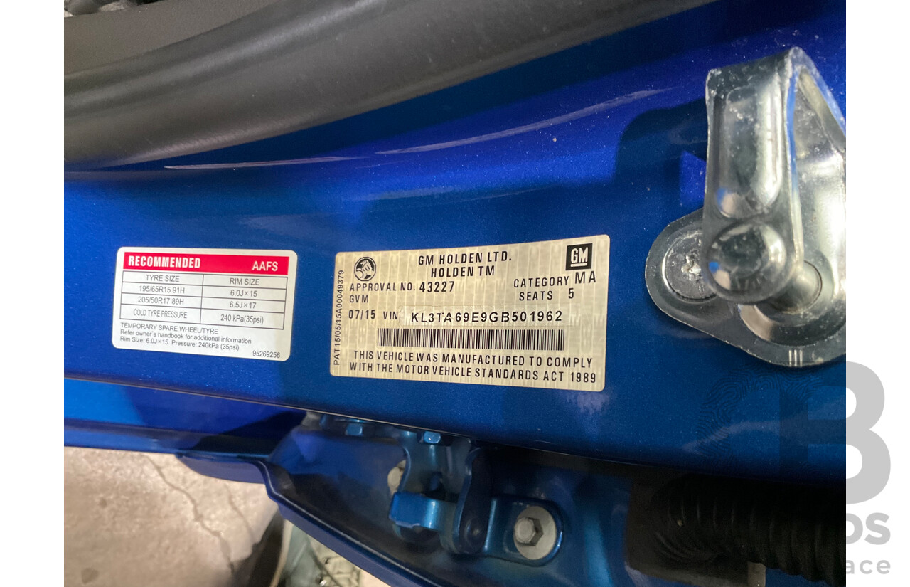 7/2015 Holden Barina CD TM MY16 4d Sedan Boracay Blue 1.6L