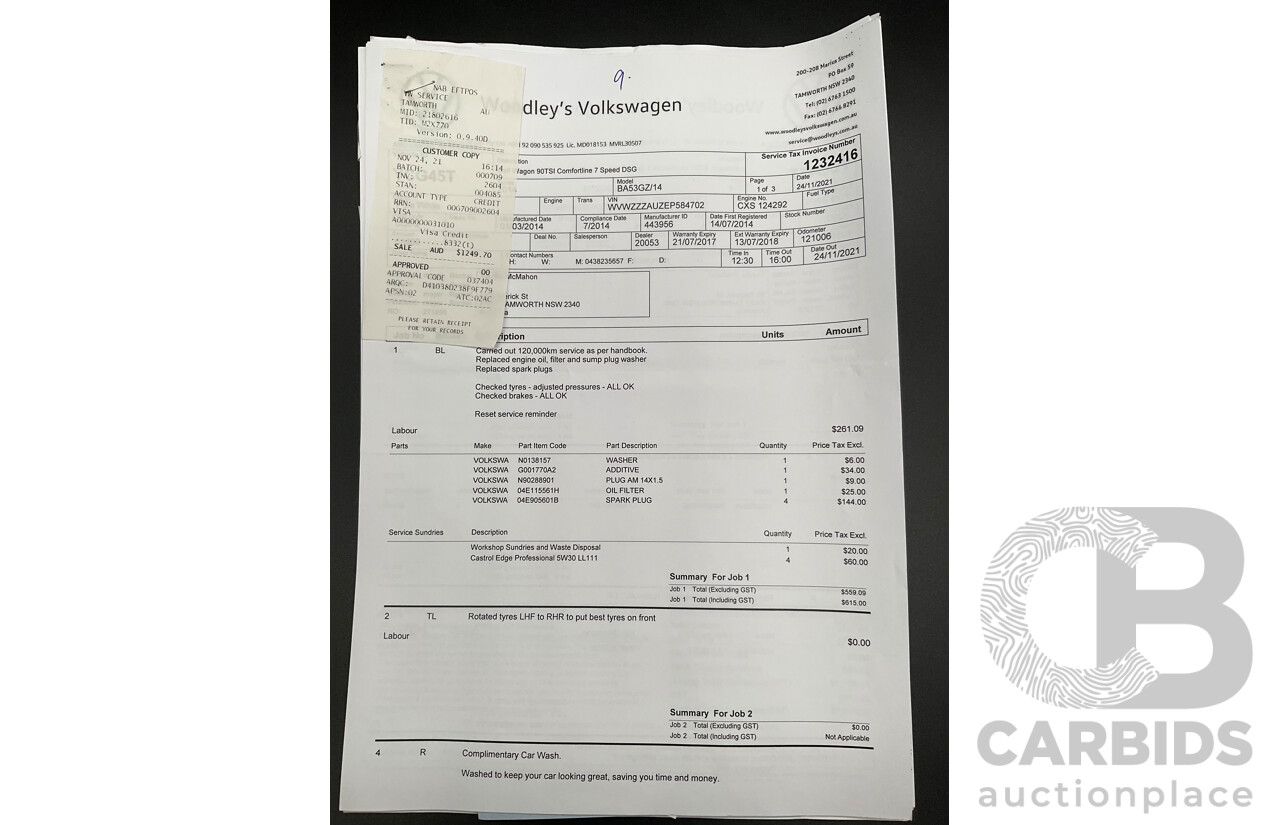 7/2014 Volkswagen Golf 90 TSI Comfortline AU MY14 4d Wagon Pure White Turbo 1.4L