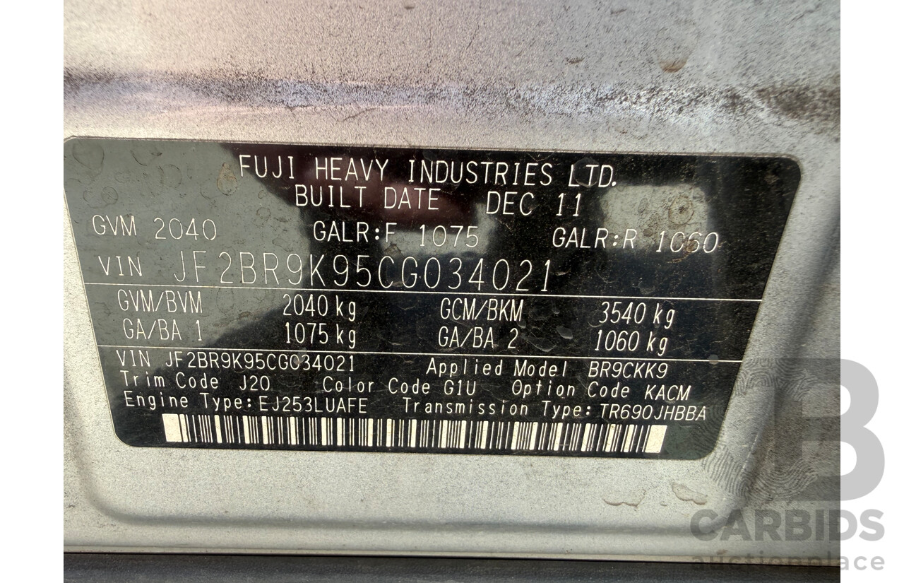 2/2012 Subaru Outback 2.5i Premium MY12 4d Wagon Silver 2.5L