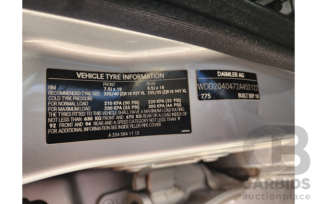 11/2010 Mercedes-Benz C250 CGI Avantgarde W204 MY10 4d Sedan Silver 1.8L
