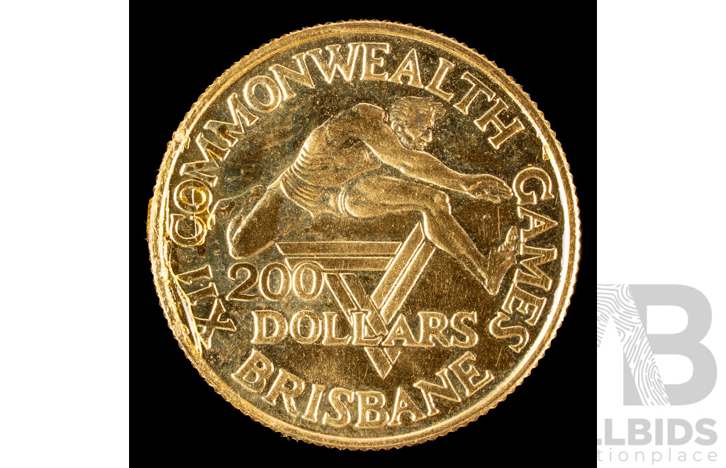Australian RAM 1982 Gold Two Hundred Dollar Proof Coin, XII Commonwealth Games .916