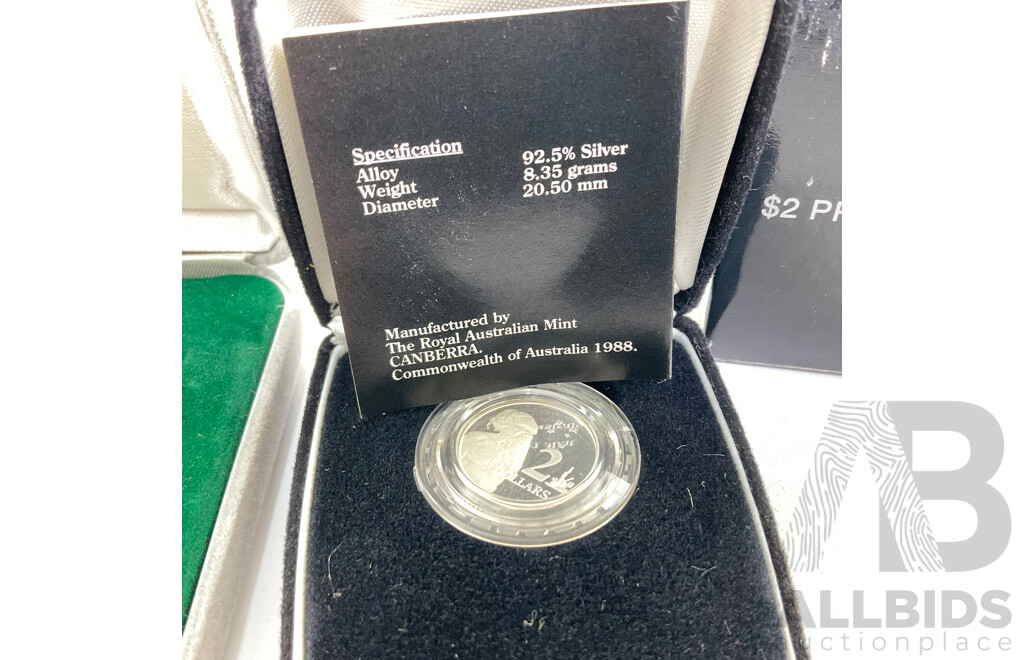 Australian RAM 1988 Silver Proof Two Dollar Coin and Proof Five Dollar Coin