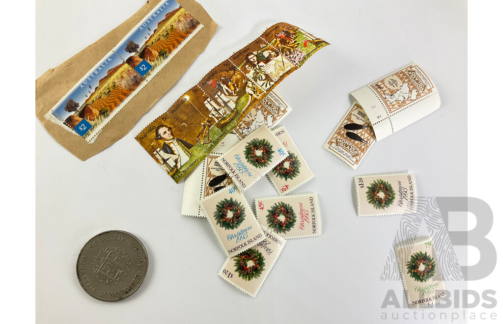 Album of Iternational Stamps Including Australia, Iran, USA, Denmark,United Kingdom, Sweden, Australian First Day Covers, 1956 Olympics, 1966 Decimal Currency, 1970 Cook Bicentenary, Aust Bicentennial 1972 Twenty Five Pence Coin