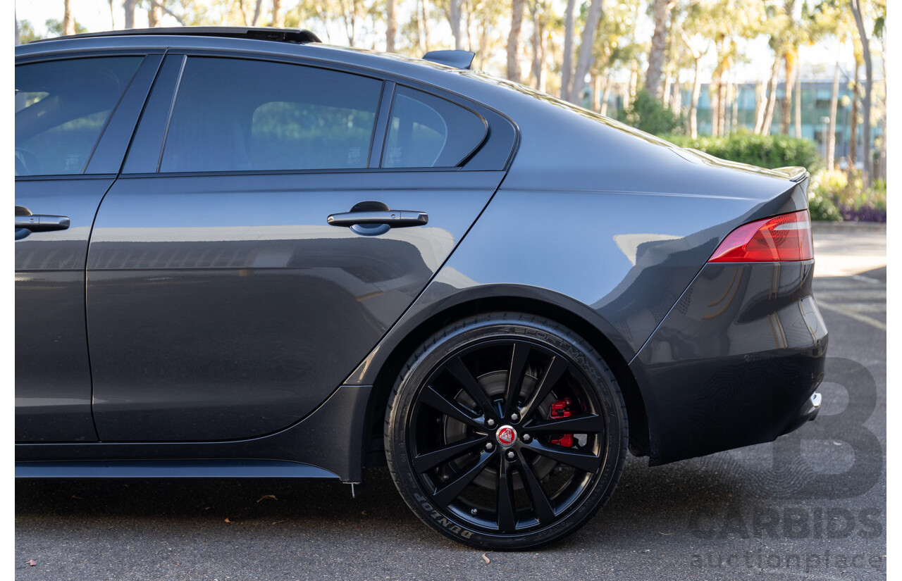 03/2018 Jaguar XE S 35t (280kW RWD) MY18 4d Sedan Carpathian Grey Metallic Supercharged V6 3.0L