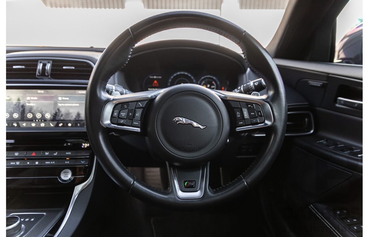 03/2018 Jaguar XE S 35t (280kW RWD) MY18 4d Sedan Carpathian Grey Metallic Supercharged V6 3.0L