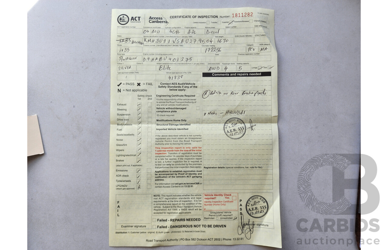 4/2011 Hyundai Ix35 Highlander (awd) LM MY11 4d Wagon Grey 2.0L