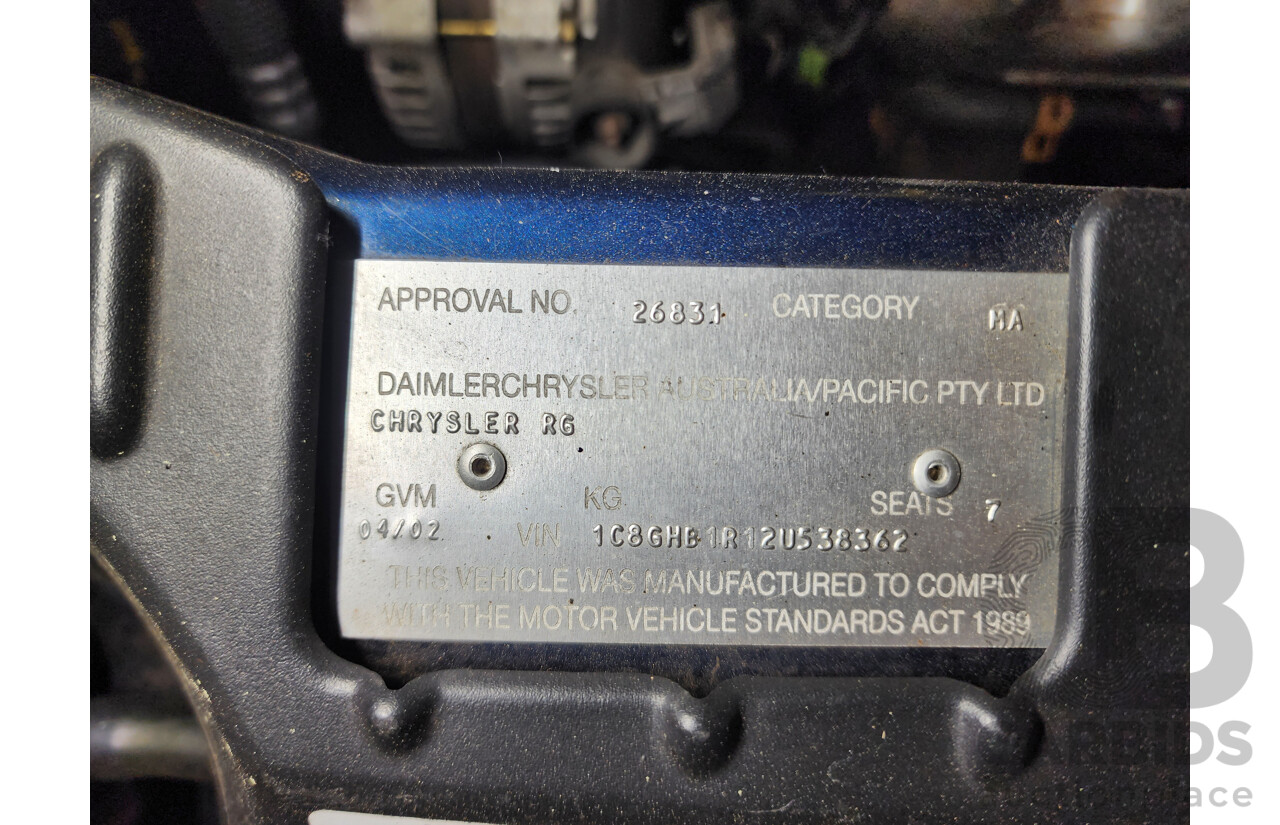 4/2002 Chrysler Grand Voyager Limited RG 4d Wagon Blue 3.3L