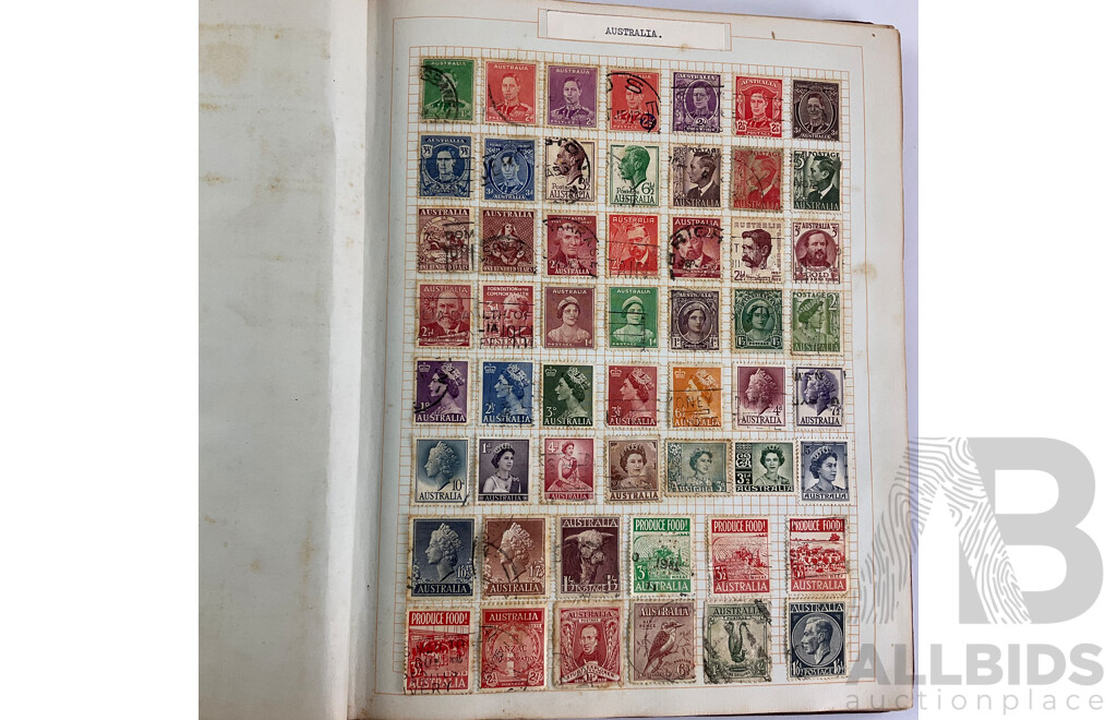 Album of Antique and Vintage International Stamps Including Australian Predecimal/Colonial, New Zealand, Austria, Belgium, Canada, China, Denmark, France, Germany, Britain, Holland, Japan, USA and More