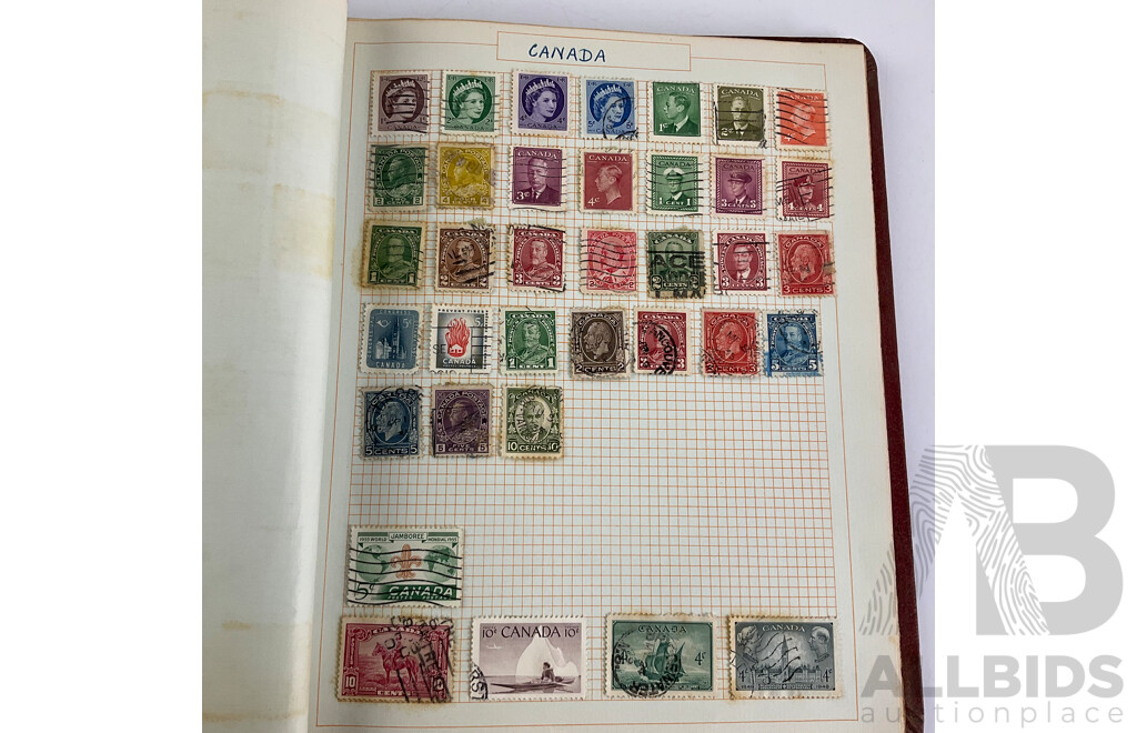 Album of Antique and Vintage International Stamps Including Australian Predecimal/Colonial, New Zealand, Austria, Belgium, Canada, China, Denmark, France, Germany, Britain, Holland, Japan, USA and More