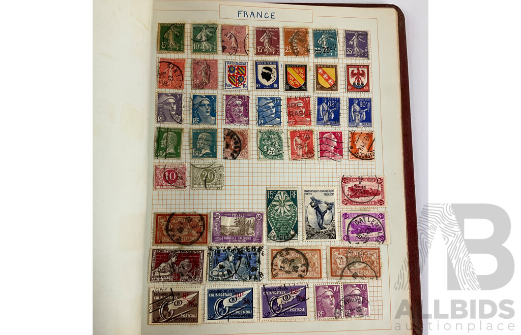 Album of Antique and Vintage International Stamps Including Australian Predecimal/Colonial, New Zealand, Austria, Belgium, Canada, China, Denmark, France, Germany, Britain, Holland, Japan, USA and More