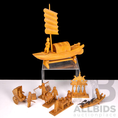 Collection of Carved Timber Chinese Miniatures Collection of Carved Timber Chinese Miniatures