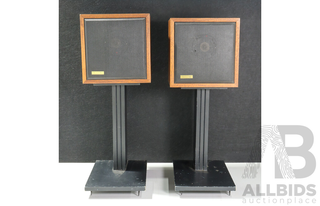 Pair of Allison Six Cube Speakers by Allison Acoustics on Stands
