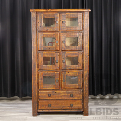 Rustic Eight Door Storage Cabinet