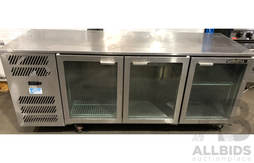 Williams Boronial Stainless Steel Three Glass Door Mobile Refrigerator