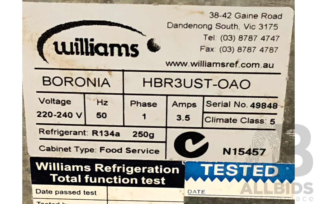 Williams Boronial Stainless Steel Three Glass Door Mobile Refrigerator