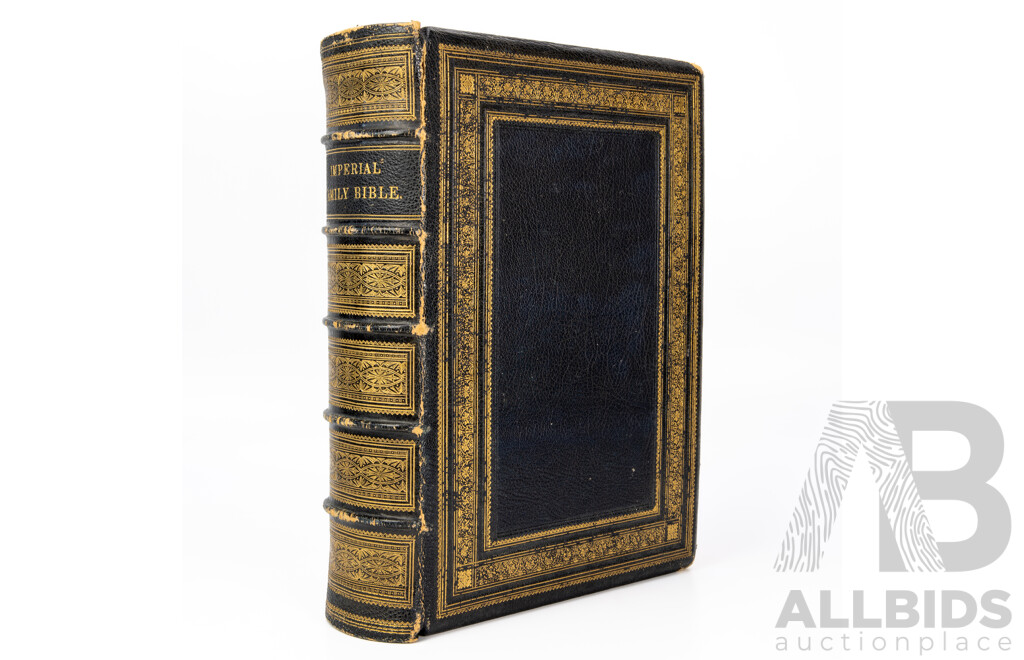 Antique Leather Bound 'The Imperial Family Bible Containing the Old and New Testaments with Notes...' Published by Blackie & Son, Paternoster Row, London; Glasgow and Edinburgh, circa 1860