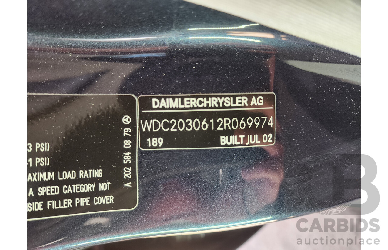 7/2002 Mercedes-Benz C240 Avantgarde W203 4d Sedan Green 2.6L