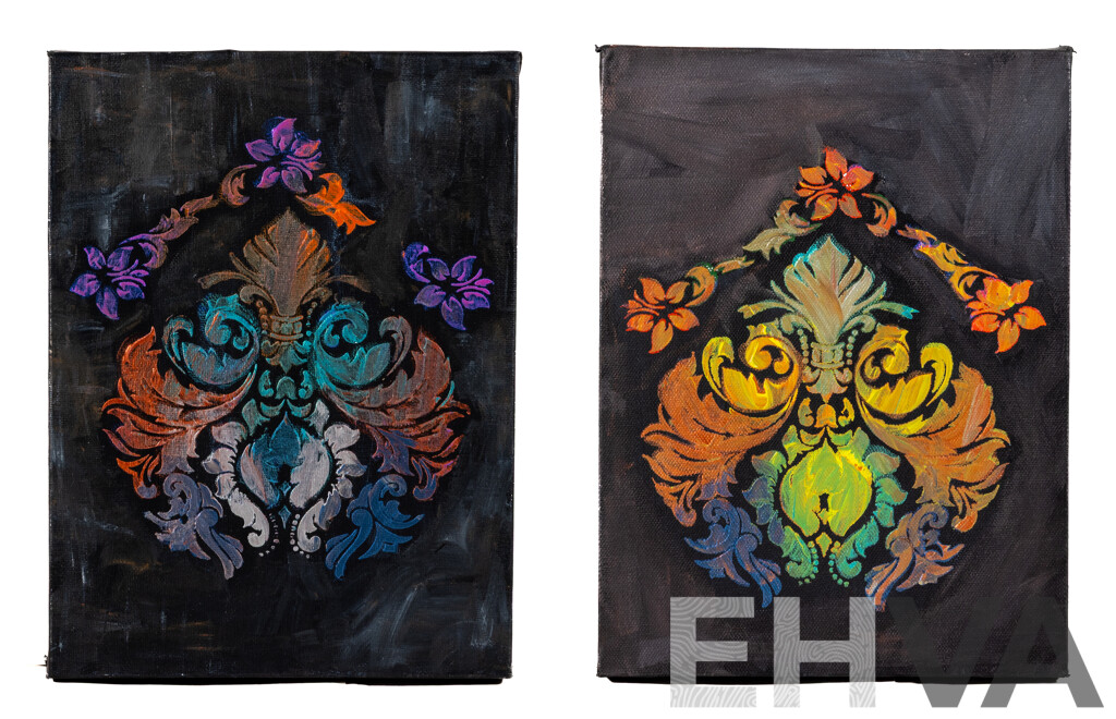 Martha Catalina Flores (20th Century, Mexican), Fleur De Lis Bouquet, Pair of Lovely Original Oil on Canvas, 30 x 23 cm (2)