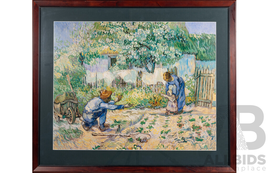 Vincent Van Gogh (19th Century, Dutch-French, 1853–1890), First Steps (After Millet), Quality Reproduction Print of Original Oil From 1890, 73 x 85 cm (frame)