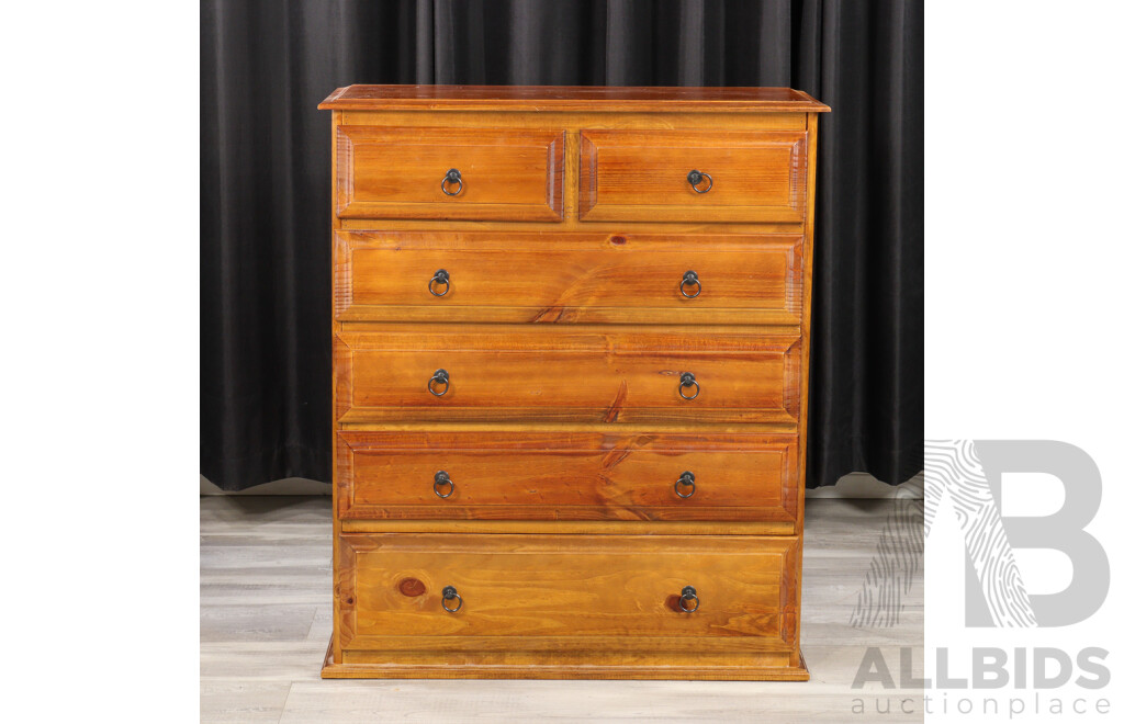 Modern Pine Three Piece Bedroom Suite Inc Pair of Bedsides and Tall Boy