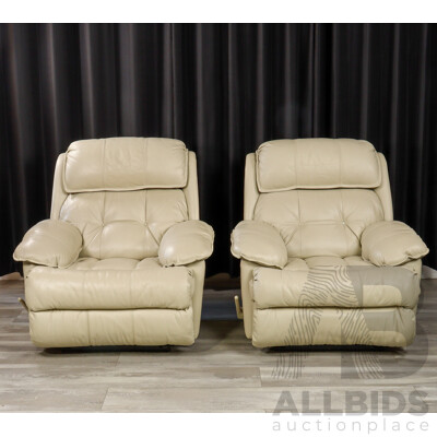 Pair of Casablanca Leather Recliners by Moran Furniture in Panacotta