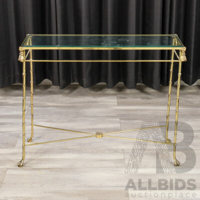 Faux Bamboo Brass Framed Hall Table with Glass Top