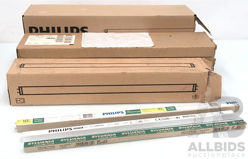 Philips and Sylvania Fluorescent Light Globes - Lot of 97