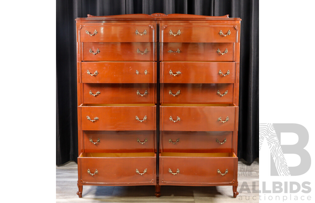 Mahogany 14 Drawer Tall Boy by Bell Bros Furniture