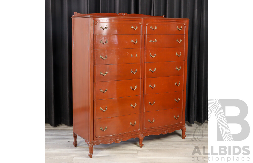 Mahogany 14 Drawer Tall Boy by Bell Bros Furniture