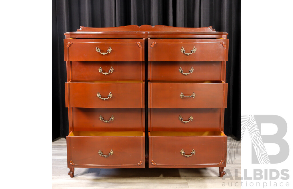 Mahogany Ten Drawer Lowboy by Bell Bros Furniture