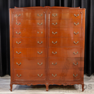 Mahogany 14 Drawer Tall Boy by Bell Bros Furniture Mahogany 14 Drawer Tall Boy by Bell Bros Furniture