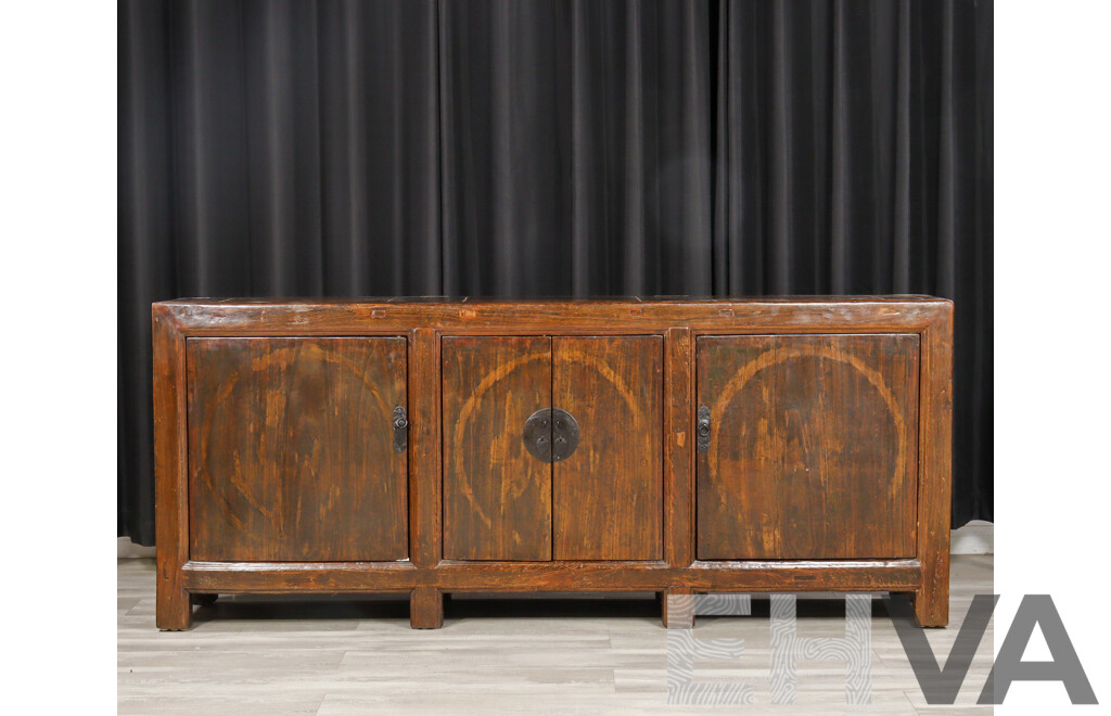 Large Chinese Timber Four Door Sideboard, Ex Silk Road Kingston