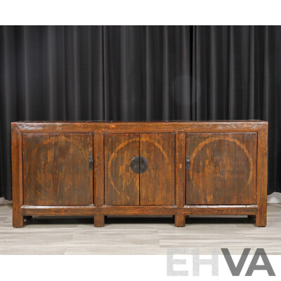 Large Chinese Timber Four Door Sideboard, Ex Silk Road Kingston