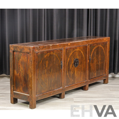 Large Chinese Timber Four Door Sideboard, Ex Silk Road Kingston