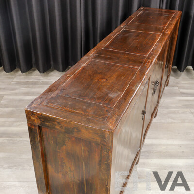 Large Chinese Timber Four Door Sideboard, Ex Silk Road Kingston