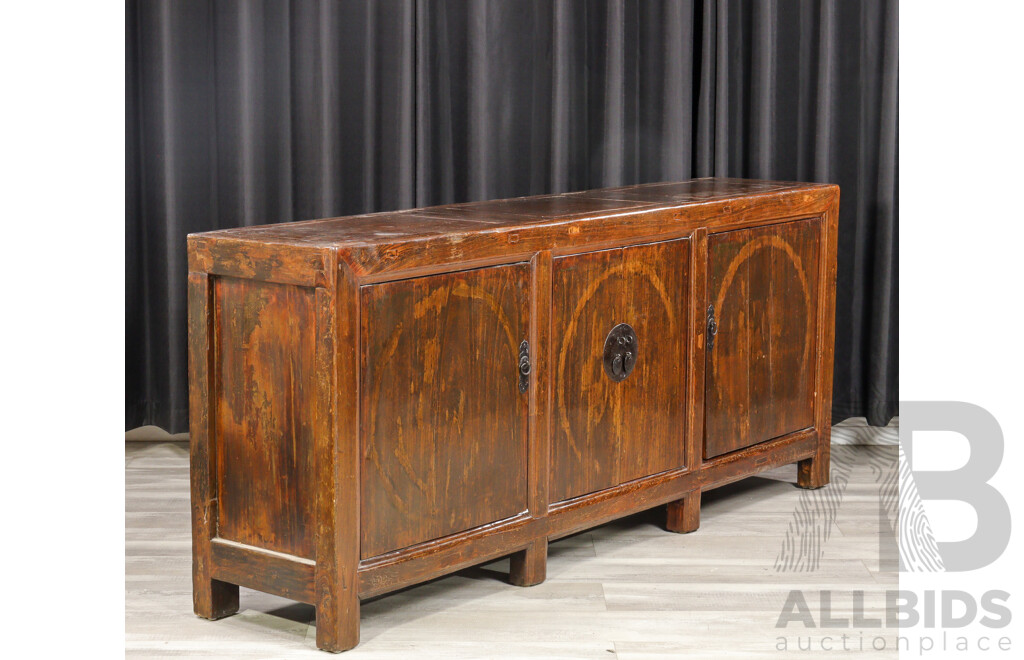 Large Chinese Timber Four Door Sideboard, Ex Silk Road Kingston
