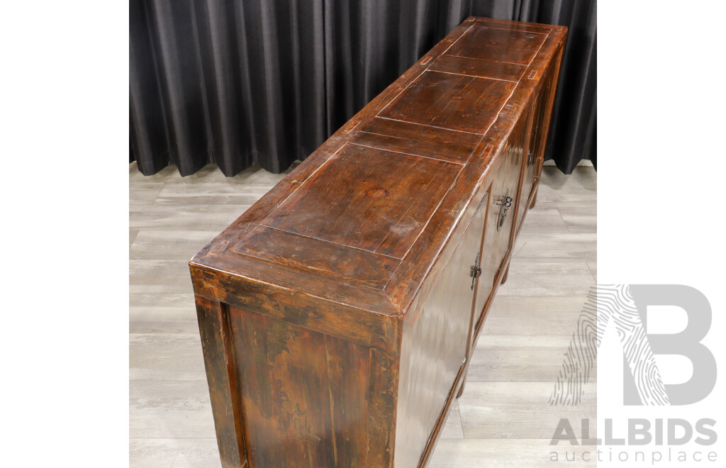 Large Chinese Timber Four Door Sideboard, Ex Silk Road Kingston