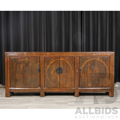 Large Chinese Timber Four Door Sideboard, Ex Silk Road Kingston