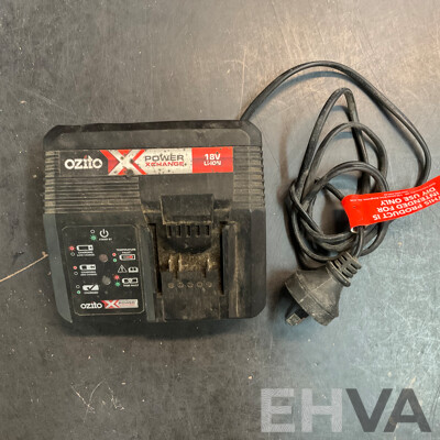 OZITO Power Xchange Power Tools - Impact Driver ,Cordless Drill, Workshop Blower, Cordless Blower with 4 Batteries and 1x Charger