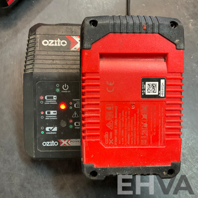 OZITO Power Xchange Power Tools - Impact Driver ,Cordless Drill, Workshop Blower, Cordless Blower with 4 Batteries and 1x Charger