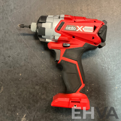 OZITO Power Xchange Power Tools - Impact Driver ,Cordless Drill, Workshop Blower, Cordless Blower with 4 Batteries and 1x Charger