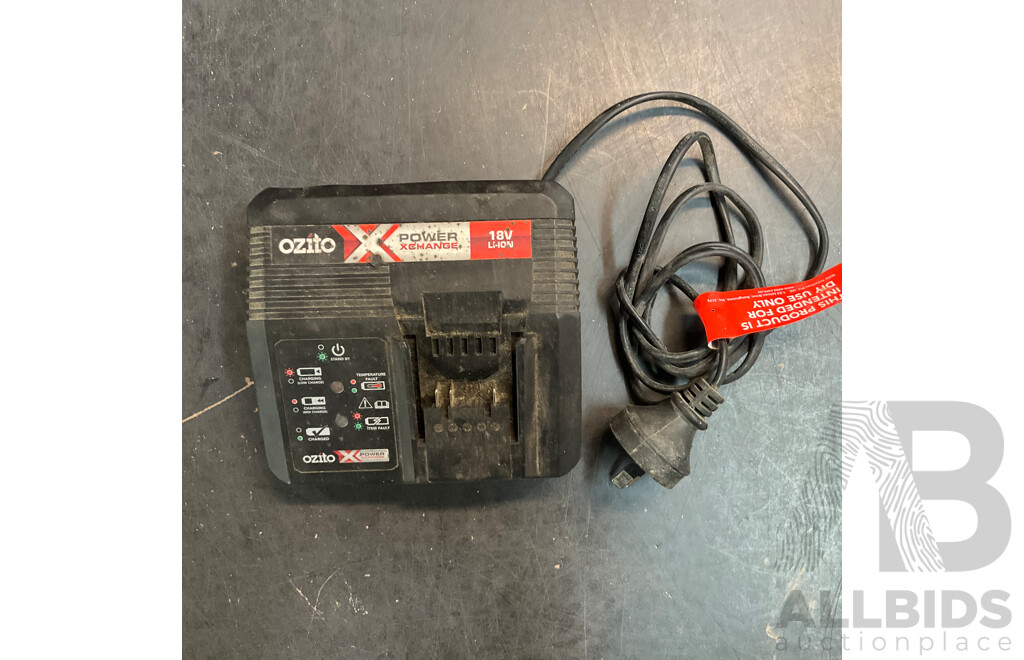 OZITO Power Xchange Power Tools - Impact Driver ,Cordless Drill, Workshop Blower, Cordless Blower with 4 Batteries and 1x Charger