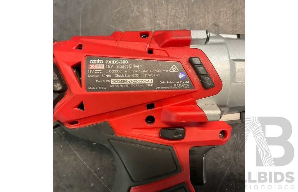 OZITO Power Xchange Power Tools - Impact Driver ,Cordless Drill, Workshop Blower, Cordless Blower with 4 Batteries and 1x Charger