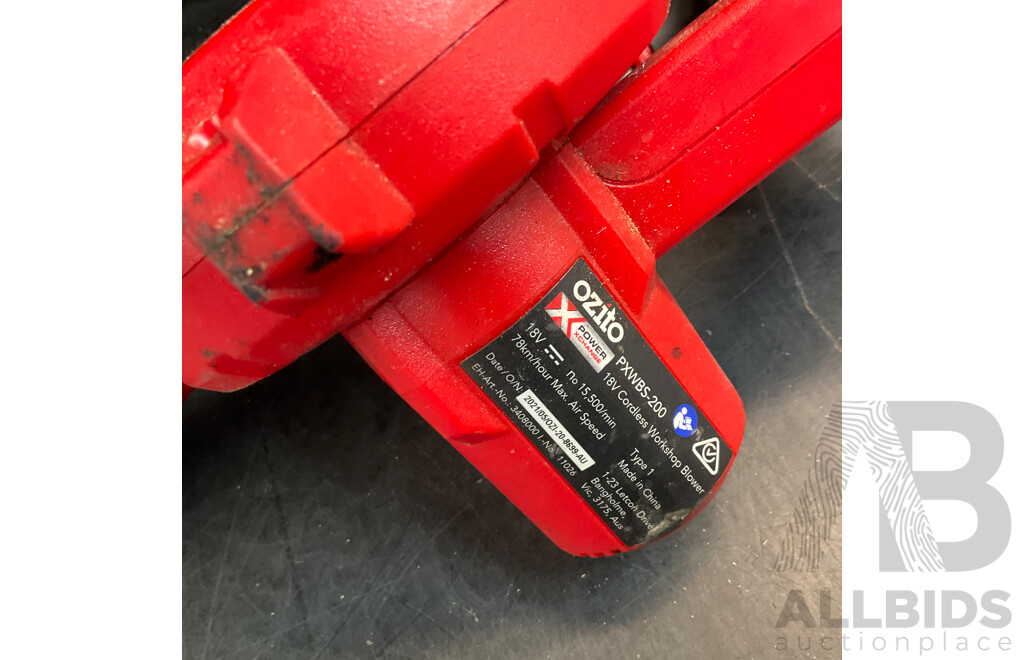 OZITO Power Xchange Power Tools - Impact Driver ,Cordless Drill, Workshop Blower, Cordless Blower with 4 Batteries and 1x Charger