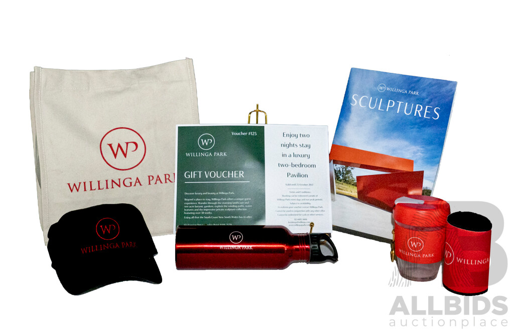 LIVE AUCTION 7 - 2 Nights Pavillion Accommodation at Willinga Park South Coast + Sculpture Onsite Booklet Merchandise - Valued at $1,300